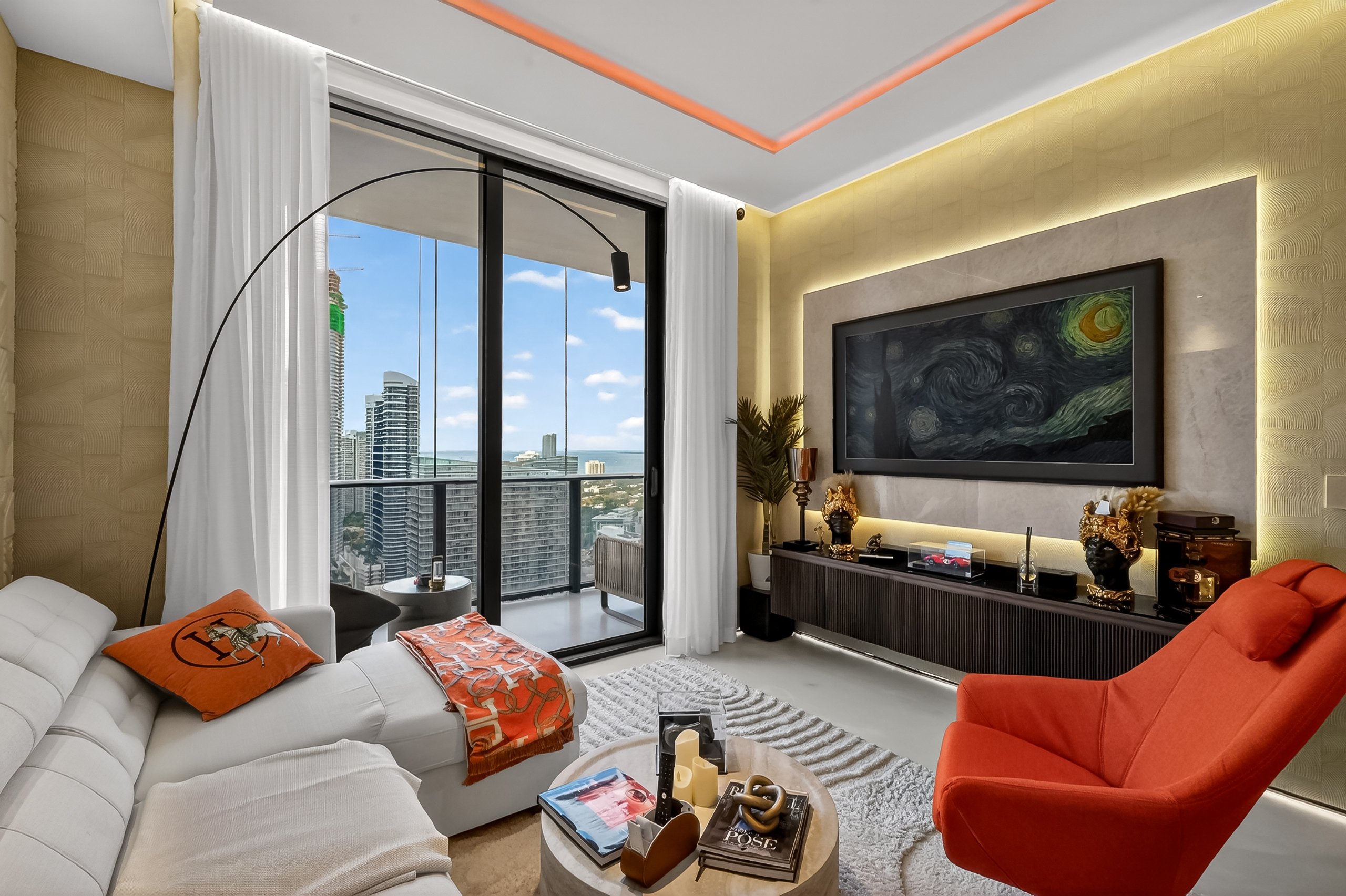 Luxury living room design in Miami with refined residential interiors